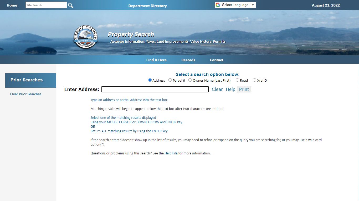Property Search - Skagit County Government Home Page